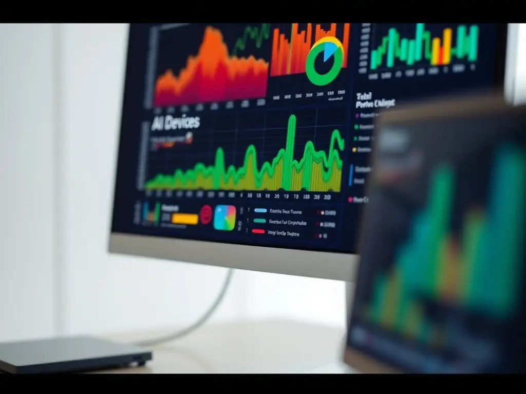Close-up of a computer screen showing data visualization graphs.